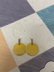Yellow Round Dangle Earrings