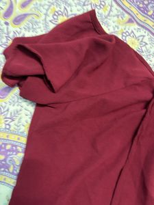 Maroon Lace-Up Flutter Sleeve Top