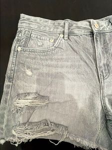 Grey Distressed Denim Shorts