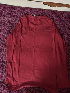 Maroon Long Sleeve V-Neck Top
