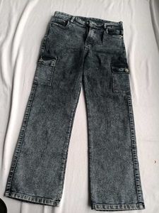 Acid Wash Cargo Jeans