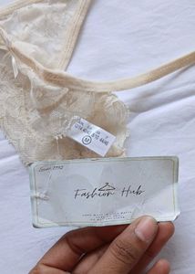 Beige Lace Thong