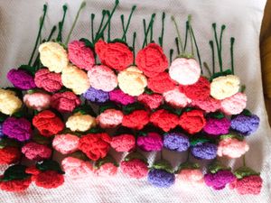 Crocheted rose stick