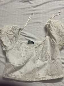 White Broderie Anglaise Crop Top