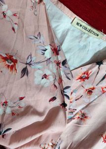 Pink Floral Wrap Blouse