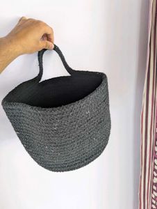 Chic Black Woven Handbag