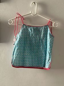 Cute Teal &amp; White Plaid Camisole