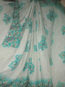Beautiful Teal Floral Saree