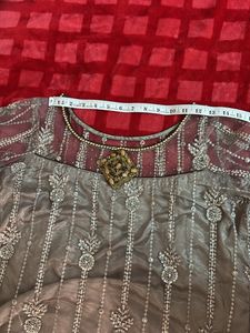 Grey Sequins Shirt With Dupatta
