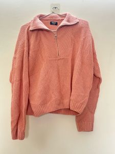 Pink Half Zip Knit Sweater