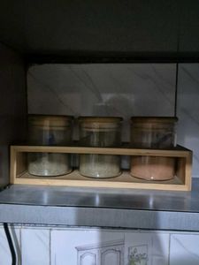 Spice Jars with Bamboo Holder