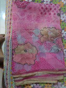 Elegant Pink Floral Saree