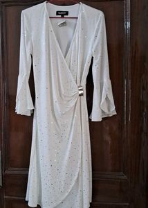 Sparkly White Wrap Dress