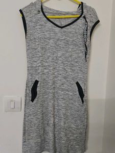 Gray Heathered Sleeveless Dress with Pockets