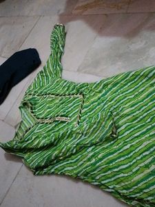Green jaipuri s triped Kurta