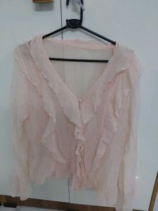 Sheer Pink Ruffle top