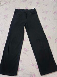 Black cottorised Wide Leg Pants