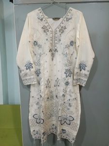 Elegant White Embroidered Kurta Set