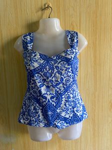 Vintage Blue &amp; White Patterned Cami Top