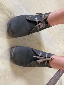 Comfortable Dark Grey Lace-Up Doll shoes