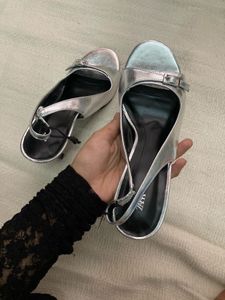 ZARA Silver Slingback Heels