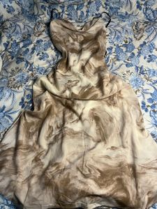Flowy Marble Print Slip Dress