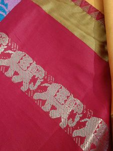 Elegant Silk Saree with Elephant Border