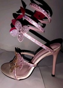 Rhinestone floral one-strap fairy sandals