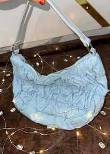 Light Blue Ruched Shoulder Bag