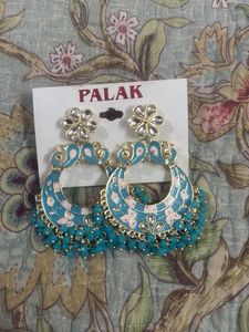 Teal Beaded Peacock Earrings