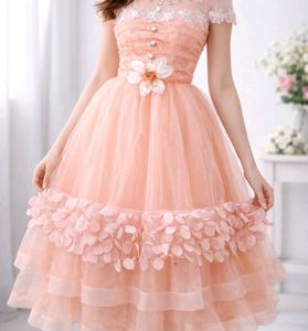 Girls Peach Party Dress