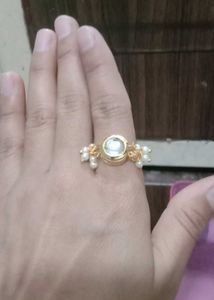 Elegant Kundan Style Adjustable Ring