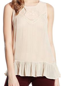 ✨SALE✨Cream Lace Trim Ruffled Tank Top