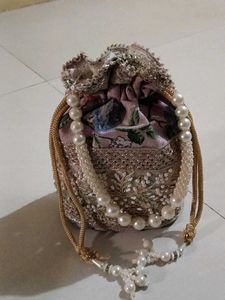 Embellished Potli Bag with Pearls