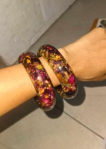 Unique Dried Flower Resin Bangle One piece