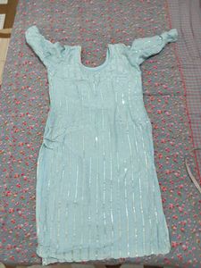 Stunning Sequined Blue Kurta