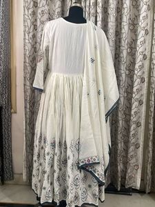 White Anarkali Kurta Set with Dupatta