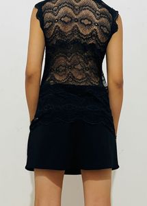 Chic Lace Trim Ribbed Tank Top