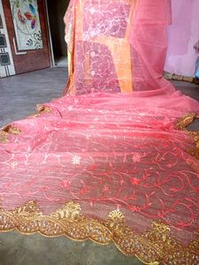 Net embroidery elegance Saree