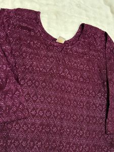 Beautiful Chikankari Violet Kurta