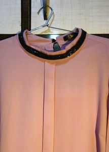 Elegant Pink Top with Embellished Collar