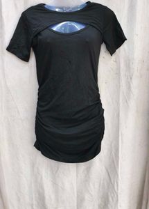 I. Chic Black Ruched Cut-Out Dress