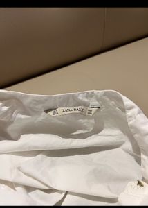 Zara White Ruffled Button-Down Top