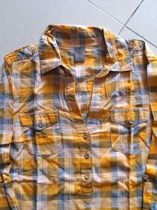 Yellow Plaid Button-Up Shirt