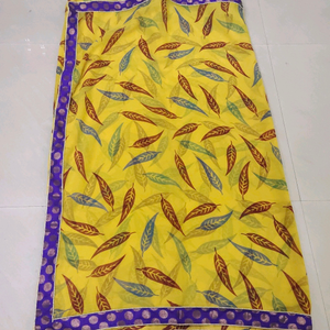 yellow leafs saree listing 1