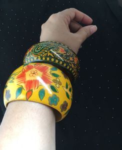 Price drop!!  Two handpainted wooden bangles