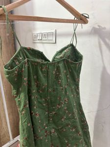 Green Floral Print Mini Dress