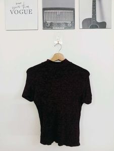 Burgundy Mock Neck T-Shirt