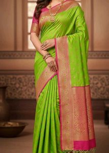 Lime Green Bangalore Pure Silk Saree