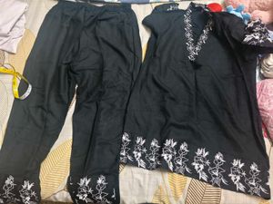 Elegant Black embroidered cord set in XL size